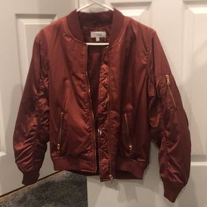 Burgundy bomber jacket